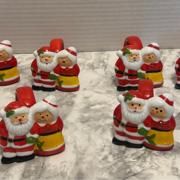 Set of 8 Santa Claus Napkin Rings Set - Red and White - Picture 2 of 3